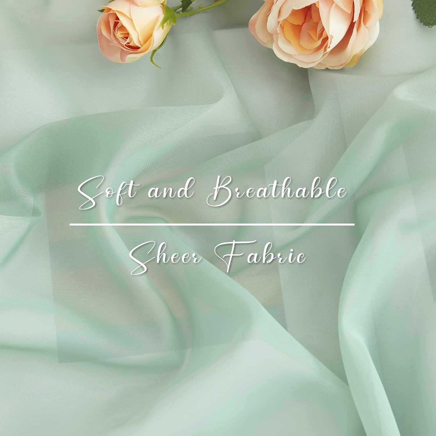 image:imageNICETOWN White Sheer Window Scarf 216 inch Extra Long 2 Panels Soft Voile Textured Bed Canopy Scarf Curtains for Event DesignsHome Decor 60 inches WideSage Green