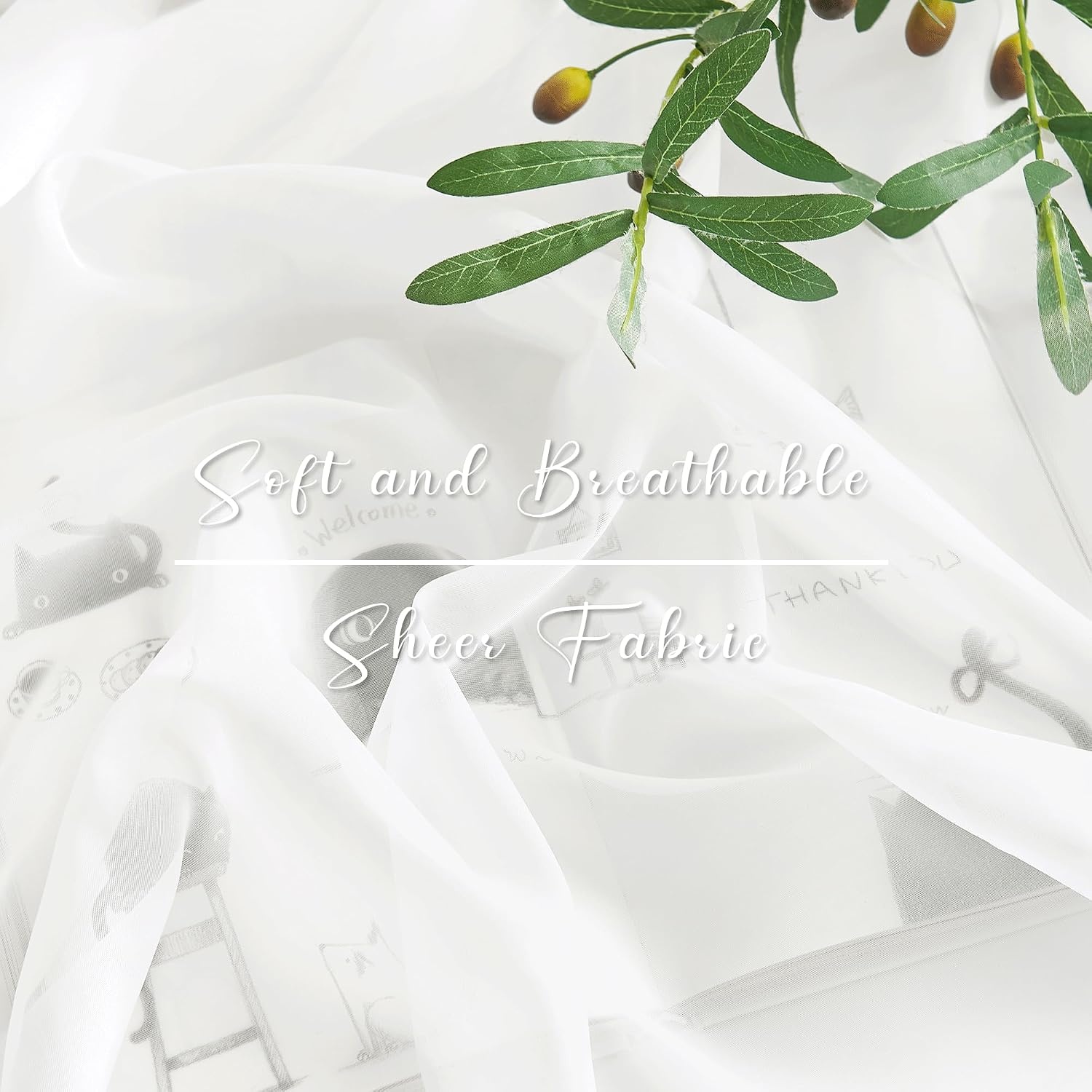 image:imageNICETOWN White Sheer Window Scarf 216 inch Extra Long 2 Panels Soft Voile Textured Bed Canopy Scarf Curtains for Event DesignsHome Decor 60 inches WideOff White