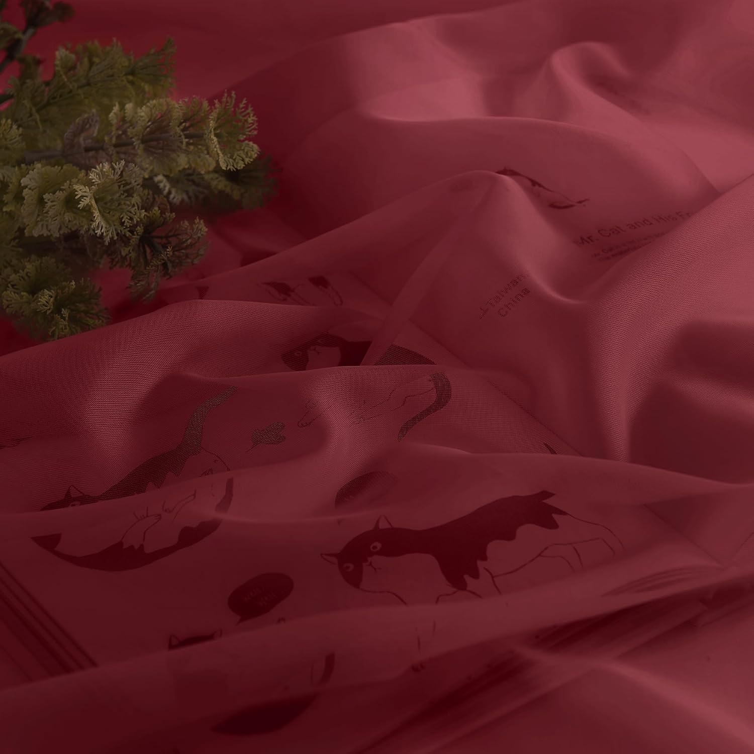 image:imageNICETOWN White Sheer Window Scarf 216 inch Extra Long 2 Panels Soft Voile Textured Bed Canopy Scarf Curtains for Event DesignsHome Decor 60 inches WideHaute Red