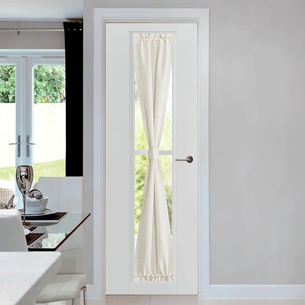 image:imageNICETOWN Linen Textured Door Curtain White Sidelight Panel CurtainLinen