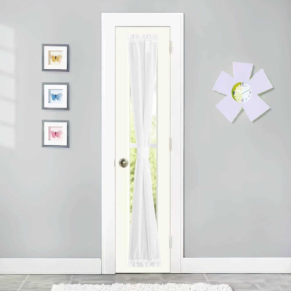 image:imageNICETOWN Linen Textured Door Curtain  White Sidelight Panel CurtainPure White