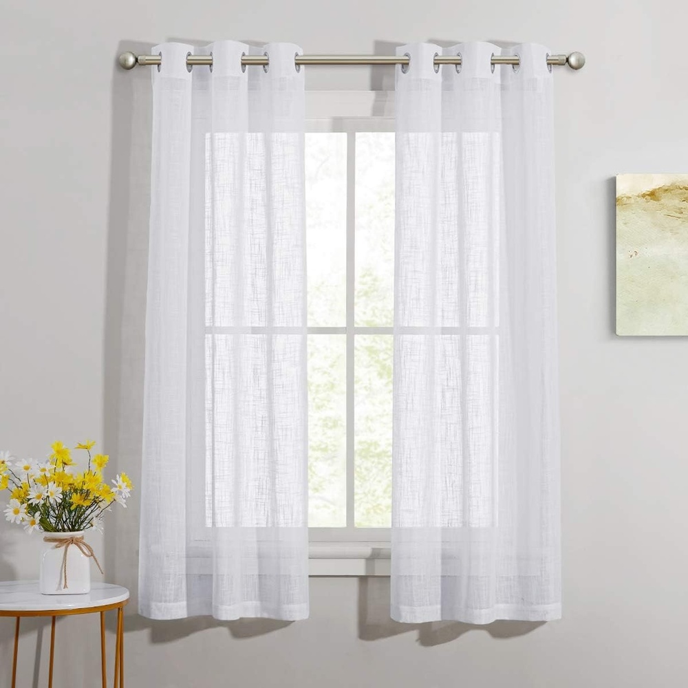 image:imageNICETOWN White Sheer Curtains for Windows 84 Inch Length 52 W 2 PanelsWhite
