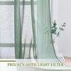 NICETOWN White Linen Curtains 84 inch Length, Tab Top Soft Semi Sheer Flax Window Treatments Privacy with Light Filtering Vertical Drapes for Bedroom/Living Room, W52 x L84, 2 Panels(Olive Green-tab Top)