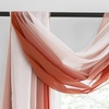 NICETOWN White Sheer Window Scarf 216 inch Extra Long 2 Panels, Soft Voile Textured Bed Canopy Scarf Curtains for Event Designs/Home Decor, 60 inches Wide,(Ombre Terracotta)