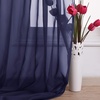 NICETOWN White Sheer Window Scarf 216 inch Extra Long 2 Panels, Soft Voile Textured Bed Canopy Scarf Curtains for Event Designs/Home Decor, 60 inches Wide,(Dark Blue)