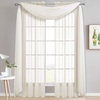 NICETOWN White Sheer Window Scarf 216 inch Extra Long 2 Panels, Soft Voile Textured Bed Canopy Scarf Curtains for Event Designs/Home Decor, 60 inches Wide,(Off White)