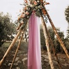 NICETOWN White Sheer Window Scarf 216 inch Extra Long 2 Panels, Soft Voile Textured Bed Canopy Scarf Curtains for Event Designs/Home Decor, 60 inches Wide,(Ombre Demure Mauve)