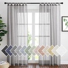 NICETOWN White Linen Curtains 84 inch Length, Tab Top Soft Semi Sheer Flax Window Treatments Privacy with Light Filtering Vertical Drapes for Bedroom/Living Room, W52 x L84, 2 Panels(Charcoal Grey-tab Top)