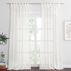 NICETOWN White Linen Curtains 84 inch Length, Tab Top Soft Semi Sheer Flax Window Treatments Privacy with Light Filtering Vertical Drapes for Bedroom/Living Room, W52 x L84, 2 Panels(Ivory)