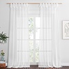 NICETOWN White Linen Curtains 84 inch Length, Tab Top Soft Semi Sheer Flax Window Treatments Privacy with Light Filtering Vertical Drapes for Bedroom/Living Room, W52 x L84, 2 Panels(White)