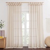 NICETOWN White Linen Curtains 84 inch Length, Tab Top Soft Semi Sheer Flax Window Treatments Privacy with Light Filtering Vertical Drapes for Bedroom/Living Room, W52 x L84, 2 Panels(Beige)