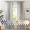 NICETOWN White Linen Curtains 84 inch Length, Tab Top Soft Semi Sheer Flax Window Treatments Privacy with Light Filtering Vertical Drapes for Bedroom/Living Room, W52 x L84, 2 Panels(Grey-tab Top)