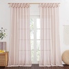 NICETOWN White Linen Curtains 84 inch Length, Tab Top Soft Semi Sheer Flax Window Treatments Privacy with Light Filtering Vertical Drapes for Bedroom/Living Room, W52 x L84, 2 Panels(Blush Pink)