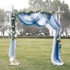 NICETOWN White Sheer Window Scarf 216 inch Extra Long 2 Panels, Soft Voile Textured Bed Canopy Scarf Curtains for Event Designs/Home Decor, 60 inches Wide,(Ombre Navy Blue)