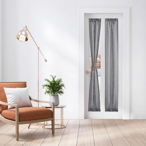 NICETOWN Linen Textured Door Curtain – White Sidelight Panel Curtain(Dark Grey)