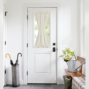 NICETOWN Linen Textured Door Curtain – White Sidelight Panel Curtain(Ivory White)