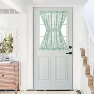 NICETOWN Linen Textured Door Curtain – White Sidelight Panel Curtain(Mint Green)