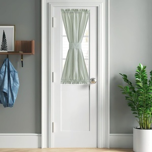 NICETOWN Linen Textured Door Curtain – White Sidelight Panel Curtain(Sage Green)