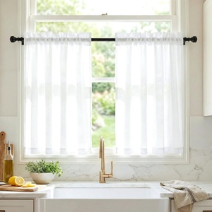 NICETOWN Non-See-Through Sheer Curtains 84 Inches Long 2 Panels Semi Sheer(Pure White)
