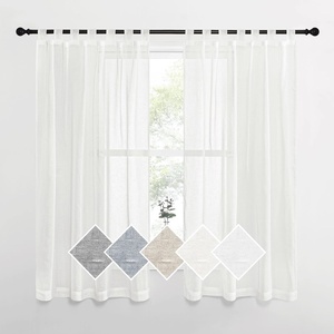 NICETOWN White Linen Curtains 84 inch Length, Tab Top Soft Semi Sheer Flax Window Treatments Privacy with Light Filtering Vertical Drapes for Bedroom/Living Room, W52 x L84, 2 Panels(Ivory-tab Top)