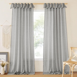 NICETOWN White Linen Curtains 84 inch Length, Tab Top Soft Semi Sheer Flax Window Treatments Privacy with Light Filtering Vertical Drapes for Bedroom/Living Room, W52 x L84, 2 Panels(Grey)