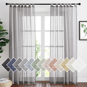NICETOWN White Linen Curtains 84 inch Length, Tab Top Soft Semi Sheer Flax Window Treatments Privacy with Light Filtering Vertical Drapes for Bedroom/Living Room, W52 x L84, 2 Panels(Charcoal Grey-tab Top)