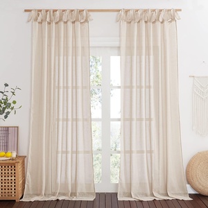NICETOWN White Linen Curtains 84 inch Length, Tab Top Soft Semi Sheer Flax Window Treatments Privacy with Light Filtering Vertical Drapes for Bedroom/Living Room, W52 x L84, 2 Panels(Beige)