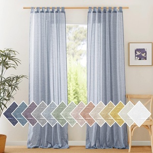 NICETOWN White Linen Curtains 84 inch Length, Tab Top Soft Semi Sheer Flax Window Treatments Privacy with Light Filtering Vertical Drapes for Bedroom/Living Room, W52 x L84, 2 Panels(Sea Mist-tab Top)
