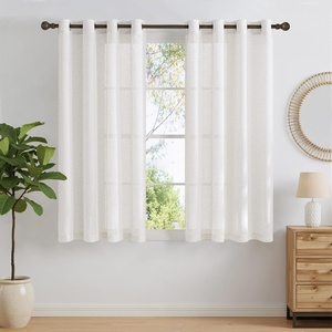 NICETOWN White Sheer Curtains for Windows 84 Inch Length, 52″ W, 2 Panels(Linen)