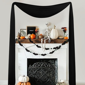 NICETOWN White Sheer Window Scarf 216 inch Extra Long 2 Panels, Soft Voile Textured Bed Canopy Scarf Curtains for Event Designs/Home Decor, 60 inches Wide,(Black)