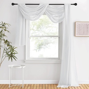 NICETOWN White Sheer Window Scarf 216 inch Extra Long 2 Panels, Soft Voile Textured Bed Canopy Scarf Curtains for Event Designs/Home Decor, 60 inches Wide,(Light Gray)