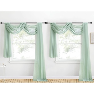 NICETOWN White Sheer Window Scarf 216 inch Extra Long 2 Panels, Soft Voile Textured Bed Canopy Scarf Curtains for Event Designs/Home Decor, 60 inches Wide,(Sage Green)