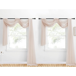 NICETOWN White Sheer Window Scarf 216 inch Extra Long 2 Panels, Soft Voile Textured Bed Canopy Scarf Curtains for Event Designs/Home Decor, 60 inches Wide,(Taupe)