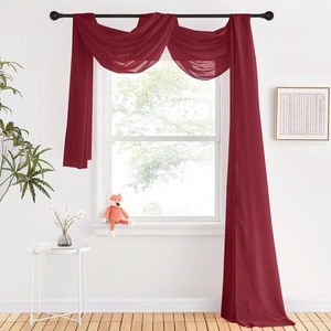 NICETOWN White Sheer Window Scarf 216 inch Extra Long 2 Panels, Soft Voile Textured Bed Canopy Scarf Curtains for Event Designs/Home Decor, 60 inches Wide,(Haute Red)
