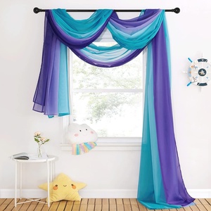NICETOWN White Sheer Window Scarf 216 inch Extra Long 2 Panels, Soft Voile Textured Bed Canopy Scarf Curtains for Event Designs/Home Decor, 60 inches Wide,(Ombre Lilac & Turquoise)