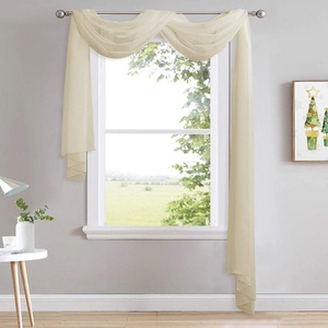 NICETOWN White Sheer Window Scarf 216 inch Extra Long 2 Panels, Soft Voile Textured Bed Canopy Scarf Curtains for Event Designs/Home Decor, 60 inches Wide,(Beige)