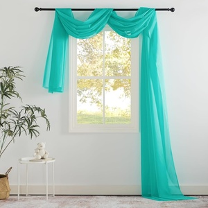 NICETOWN White Sheer Window Scarf 216 inch Extra Long 2 Panels, Soft Voile Textured Bed Canopy Scarf Curtains for Event Designs/Home Decor, 60 inches Wide,(Pool Blue)