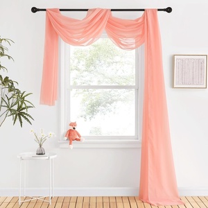NICETOWN White Sheer Window Scarf 216 inch Extra Long 2 Panels, Soft Voile Textured Bed Canopy Scarf Curtains for Event Designs/Home Decor, 60 inches Wide,(Coral)