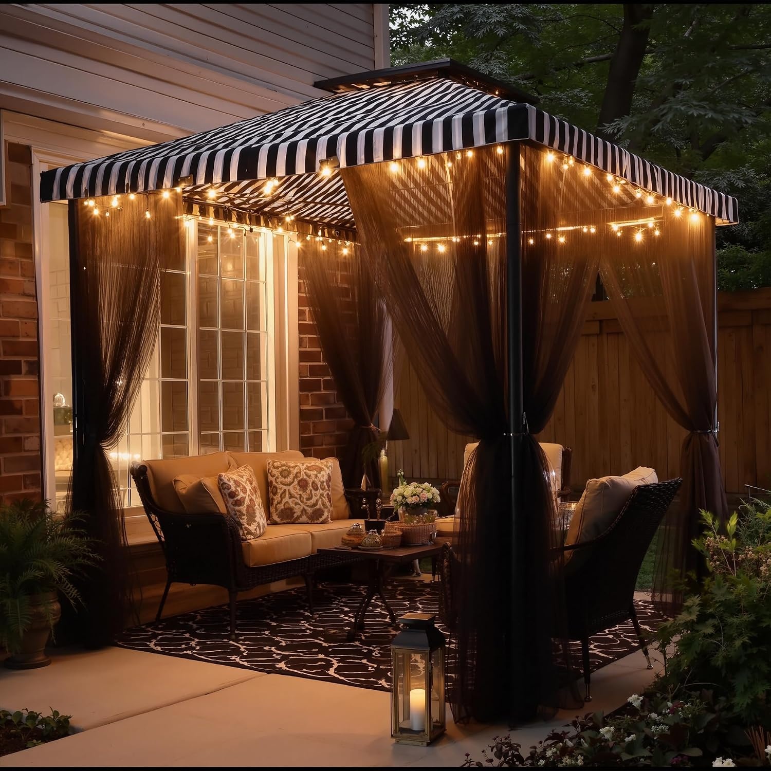 image:imageNICETOWN 2 Panels Outdoor Mosquito Netting for Patio Waterproof Extra Wide 118 Airy Mesh Net Outdoor Sheer Curtains Privacy Rod Pocket DIY Adjustable Length amp Width for Sunroom W118 x L98 WhiteBlack