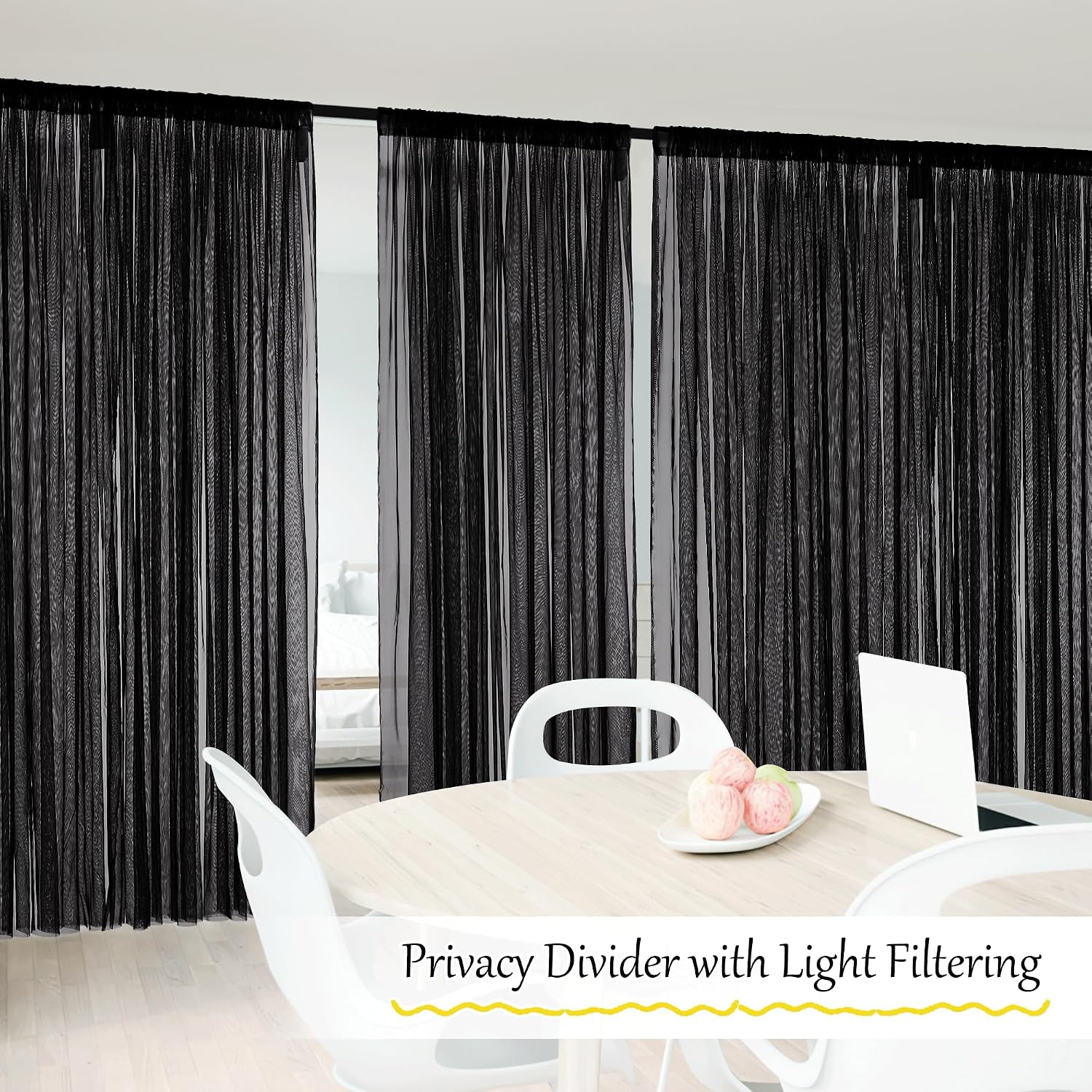 image:imageNICETOWN 2 Panels Outdoor Mosquito Netting for Patio Waterproof Extra Wide 118 Airy Mesh Net Outdoor Sheer Curtains Privacy Rod Pocket DIY Adjustable Length amp Width for Sunroom W118 x L98 WhiteBlack