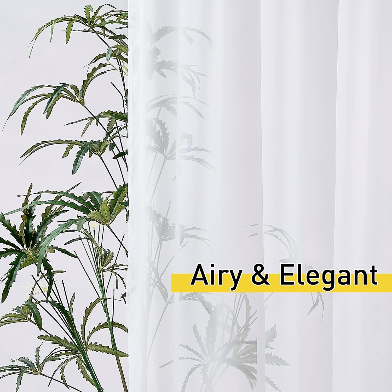 image:imageNICETOWN 2 Panels Outdoor Patio Curtains Waterproof Detachable Sticky Tab Top Indoor Outdoor Sheer Voile Drapes Airy amp Elgant Easy Haning for Pergola W54 x L96 WhitePure White