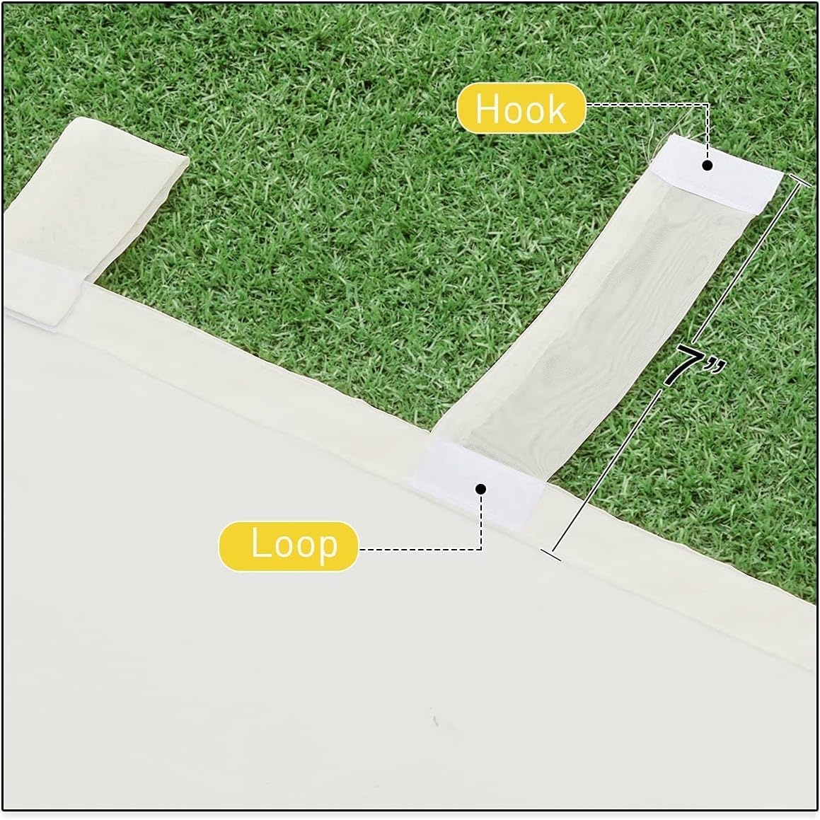image:imageNICETOWN 2 Panels Outdoor Patio Curtains Waterproof Detachable Sticky Tab Top Indoor Outdoor Sheer Voile Drapes Airy amp Elgant Easy Haning for Pergola W54 x L96 WhiteBeige