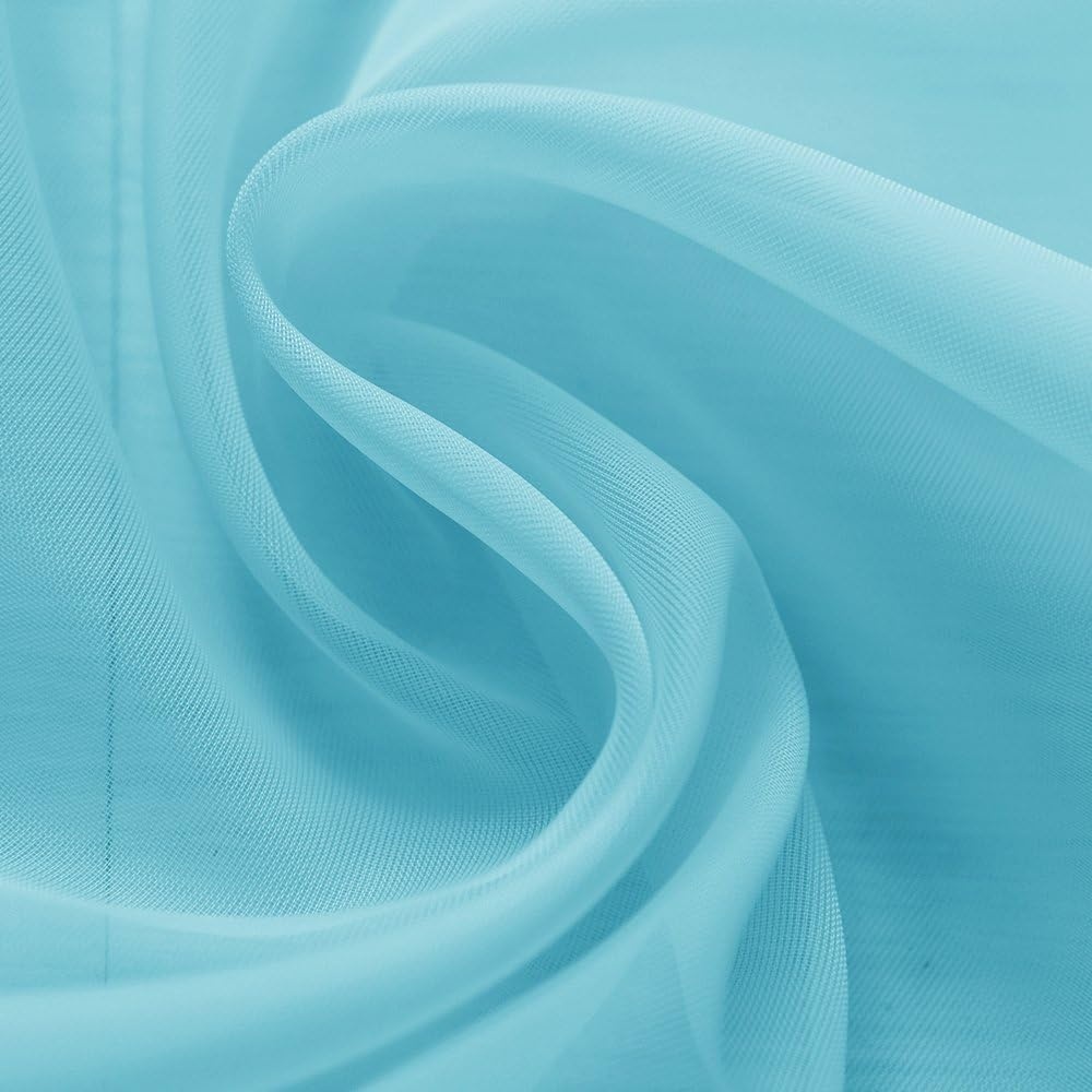 image:imageNICETOWN Bright White Sheer Long Curtains 96 Inch Long 2 Panels W54 x L96Baby Blue