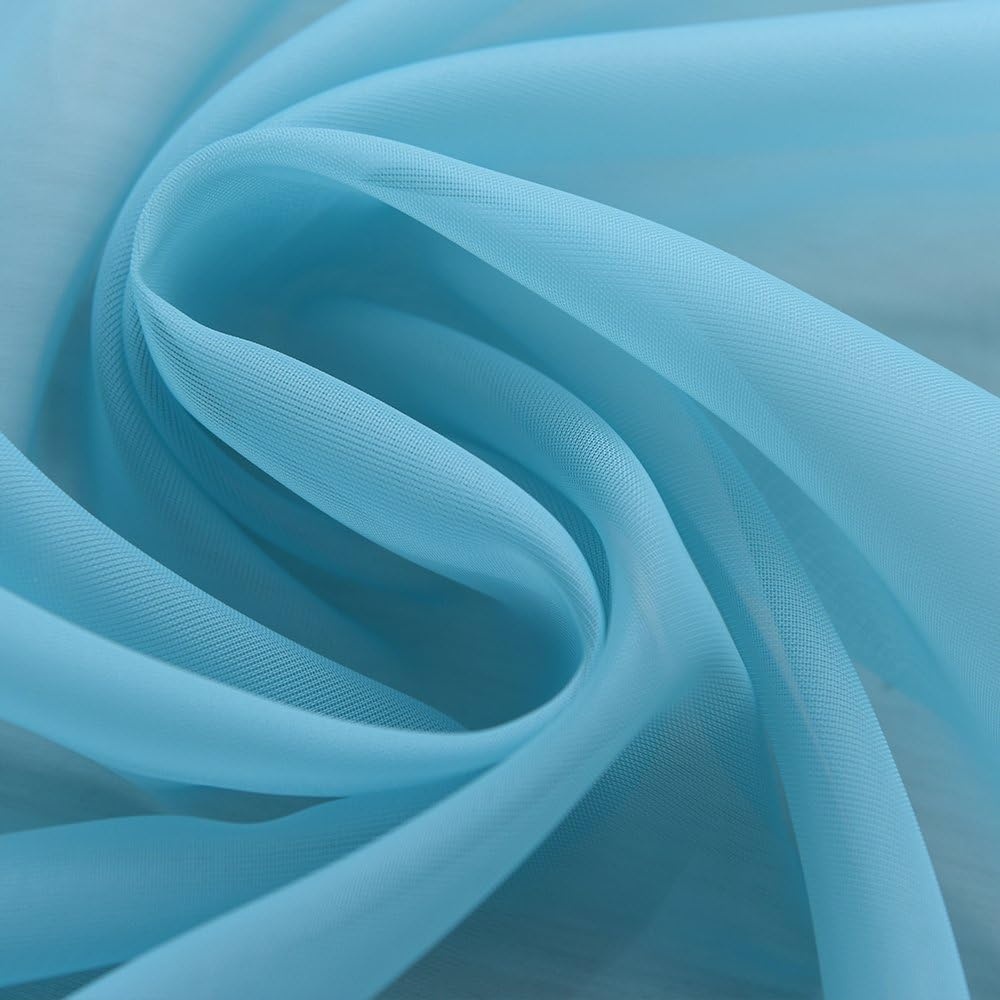 image:imageNICETOWN Bright White Sheer Long Curtains 96 Inch Long 2 Panels W54 x L96Baby Blue