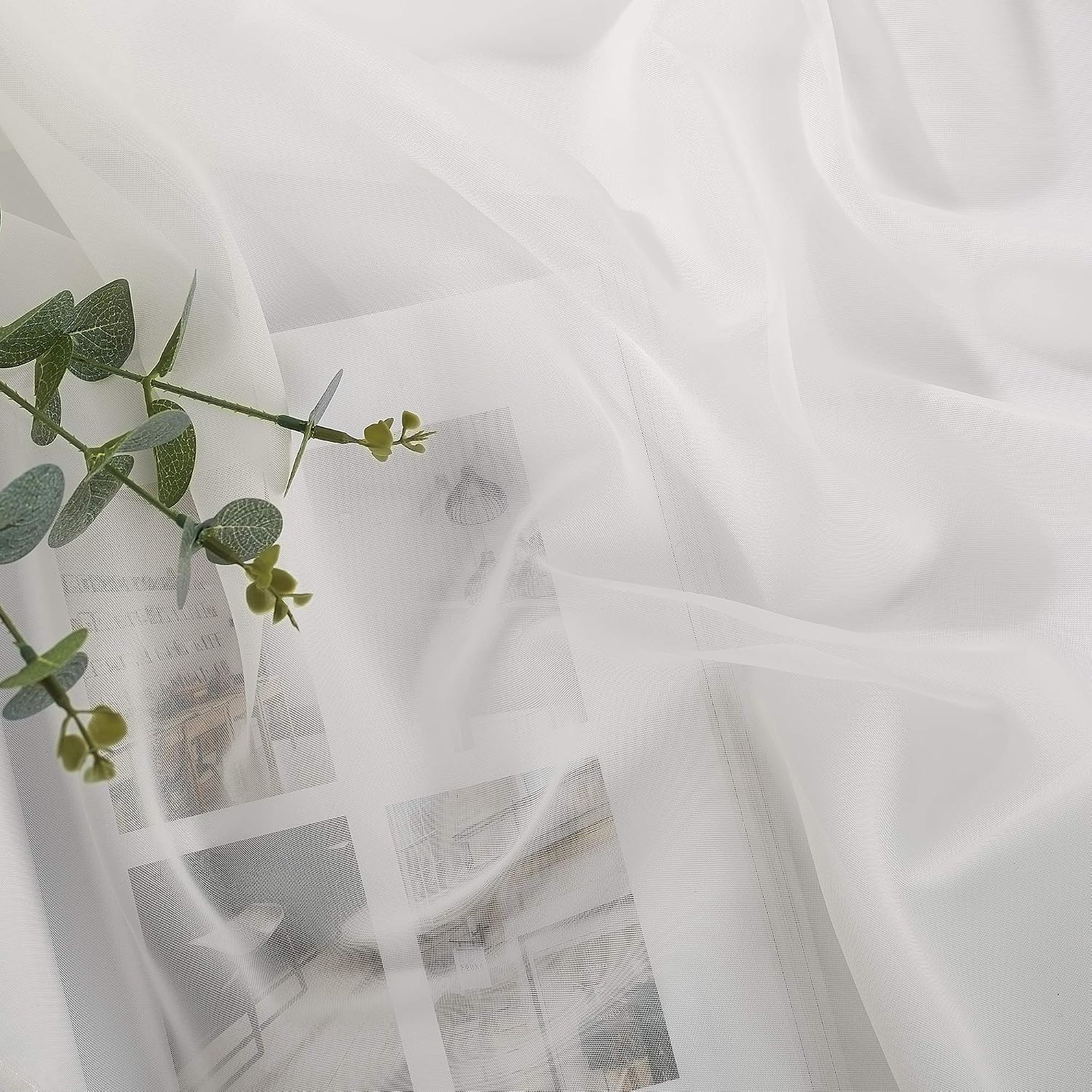 image:imageNICETOWN Bright White Sheer Long Curtains 96 Inch Long 2 Panels W54 x L96Beige