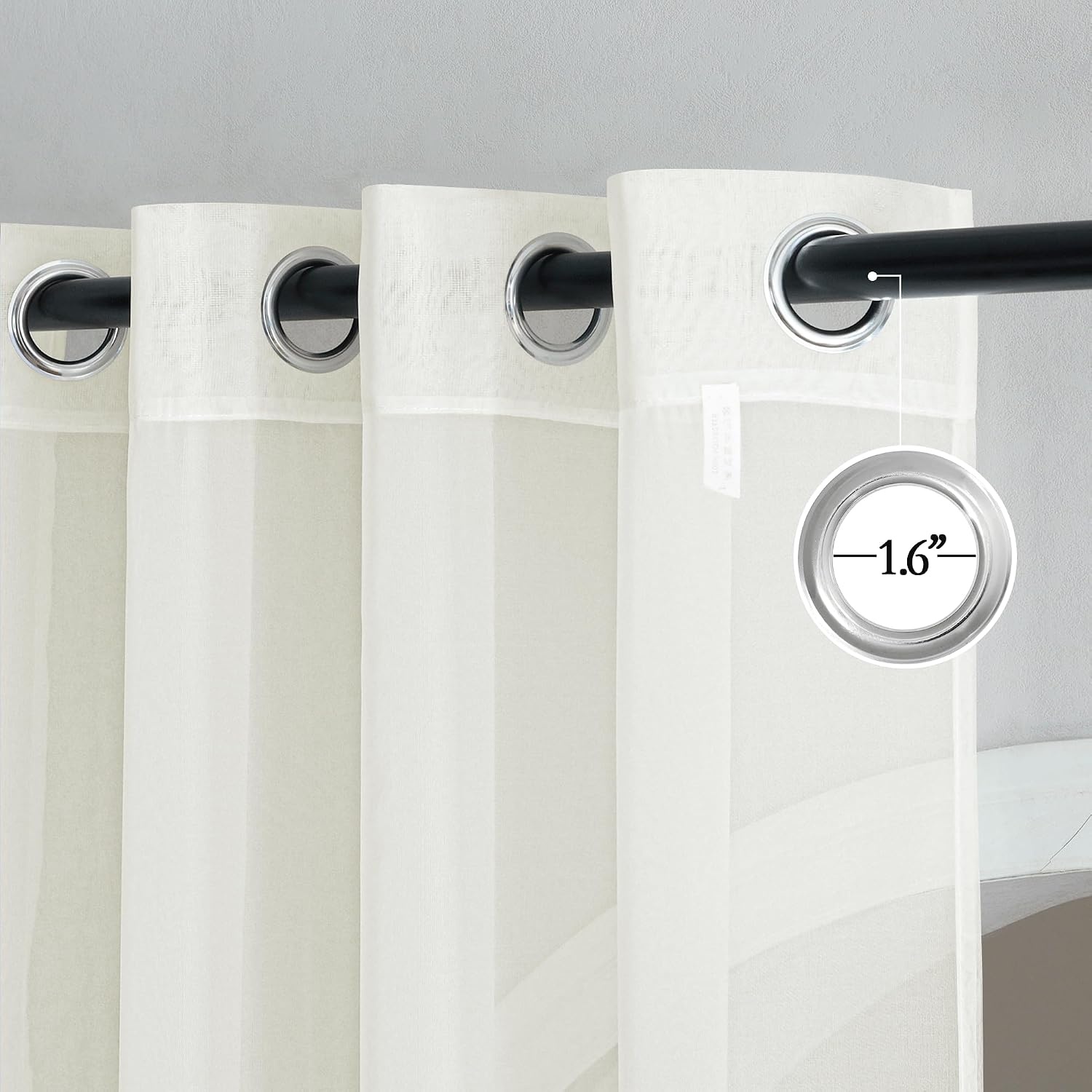 image:imageNICETOWN Bright White Sheer Long Curtains 96 Inch Long 2 Panels W54 x L96Beige
