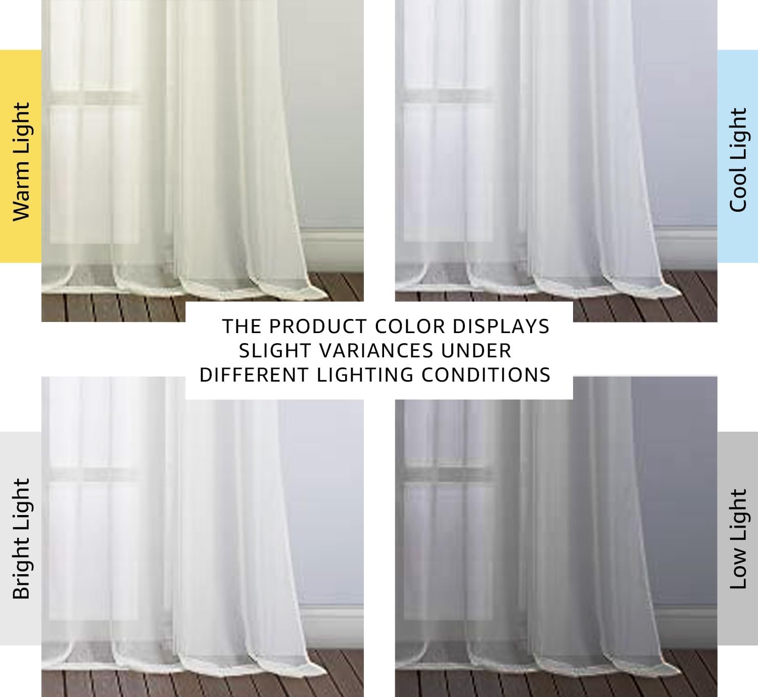 image:imageNICETOWN Bright White Sheer Long Curtains 96 Inch Long 2 Panels W54 x L96Beige