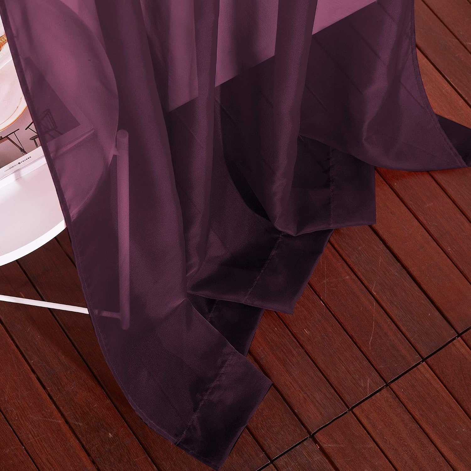 image:imageNICETOWN Bright White Sheer Long Curtains 96 Inch Long 2 Panels W54 x L96Burgundy Red
