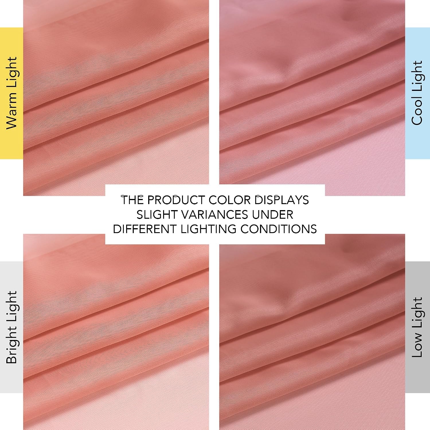 image:imageNICETOWN Bright White Sheer Long Curtains 96 Inch Long 2 Panels W54 x L96Coral Pink