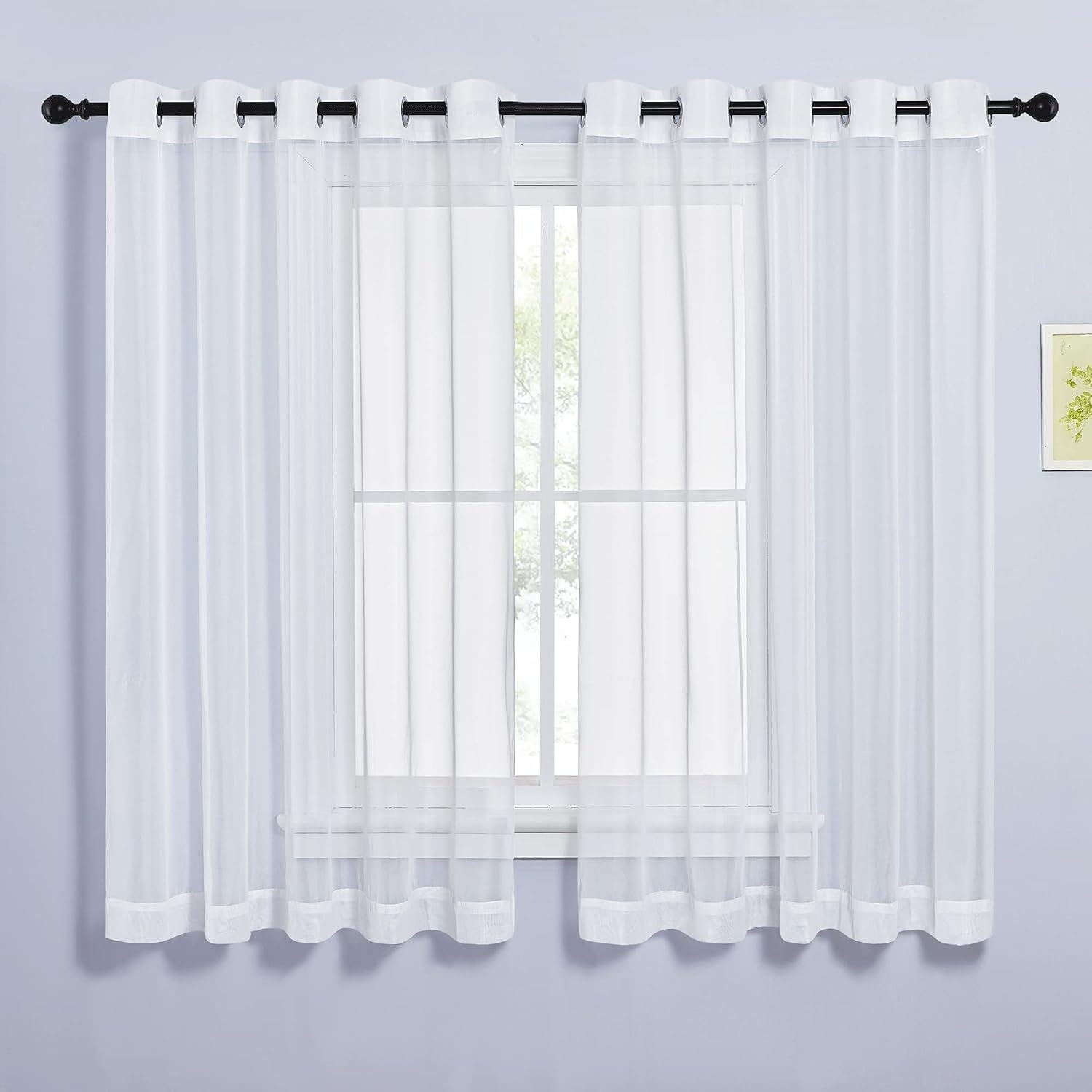 image:imageNICETOWN Bright White Sheer Long Curtains 96 Inch Long 2 Panels W54 x L96Ivory
